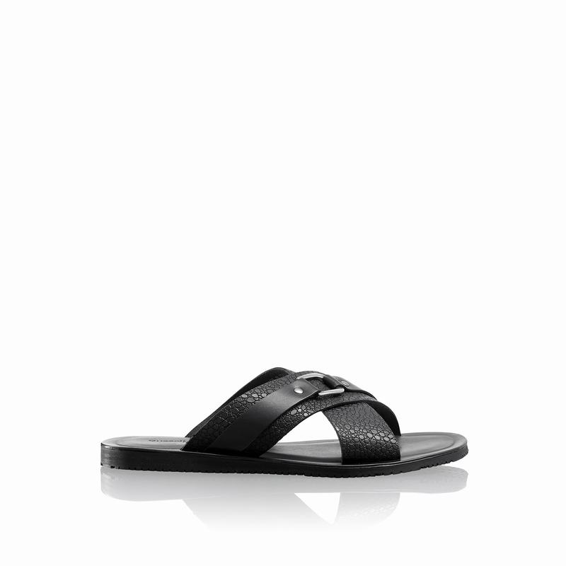 Russell & Bromley Dream Slide Sandals Mens Black [OSU7470XR]